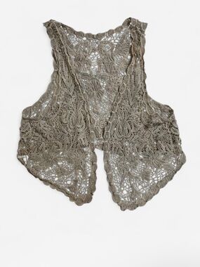 Crochet Cotton Lace Vest Cottage Core Renaissance Festival Free People Inspo S/M